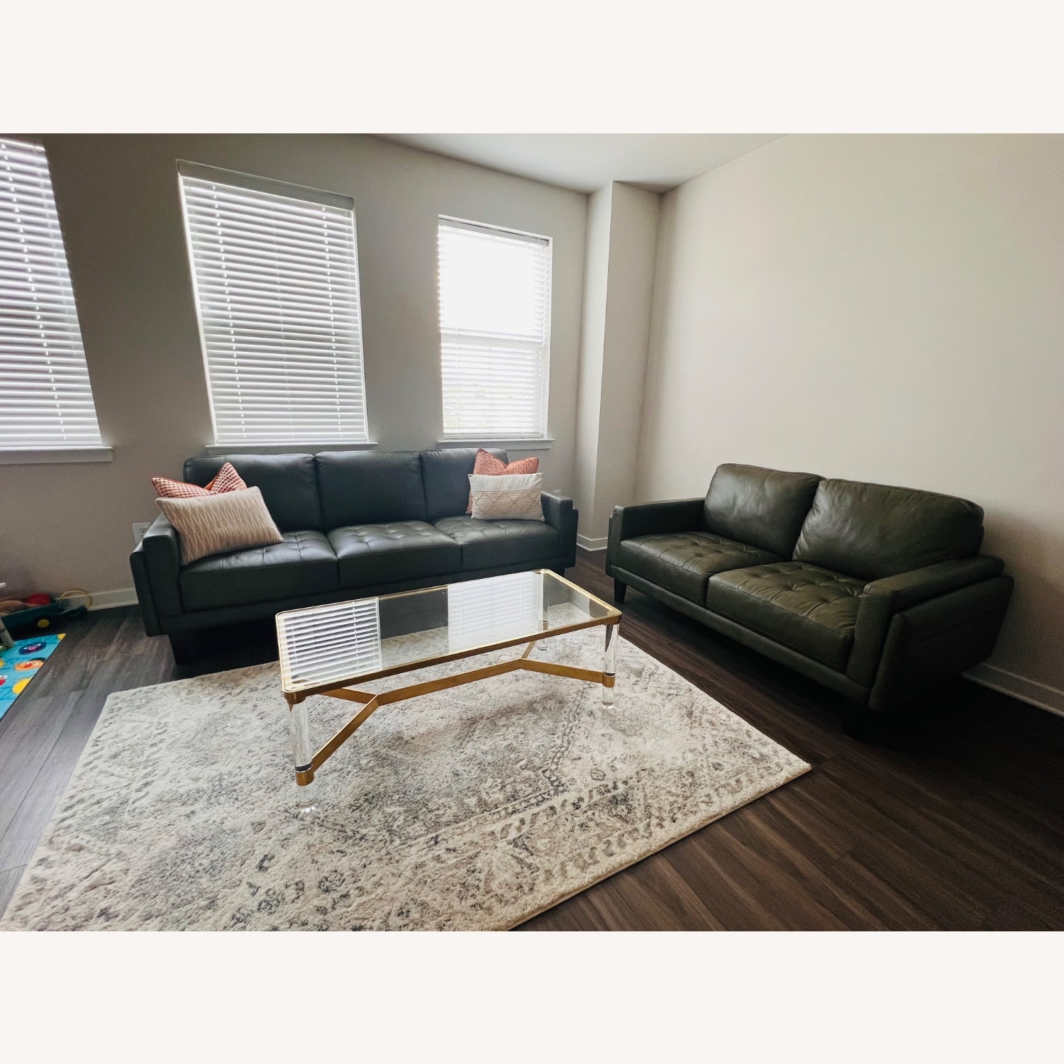 Modern Glass & Brass Coffee Table - image-3