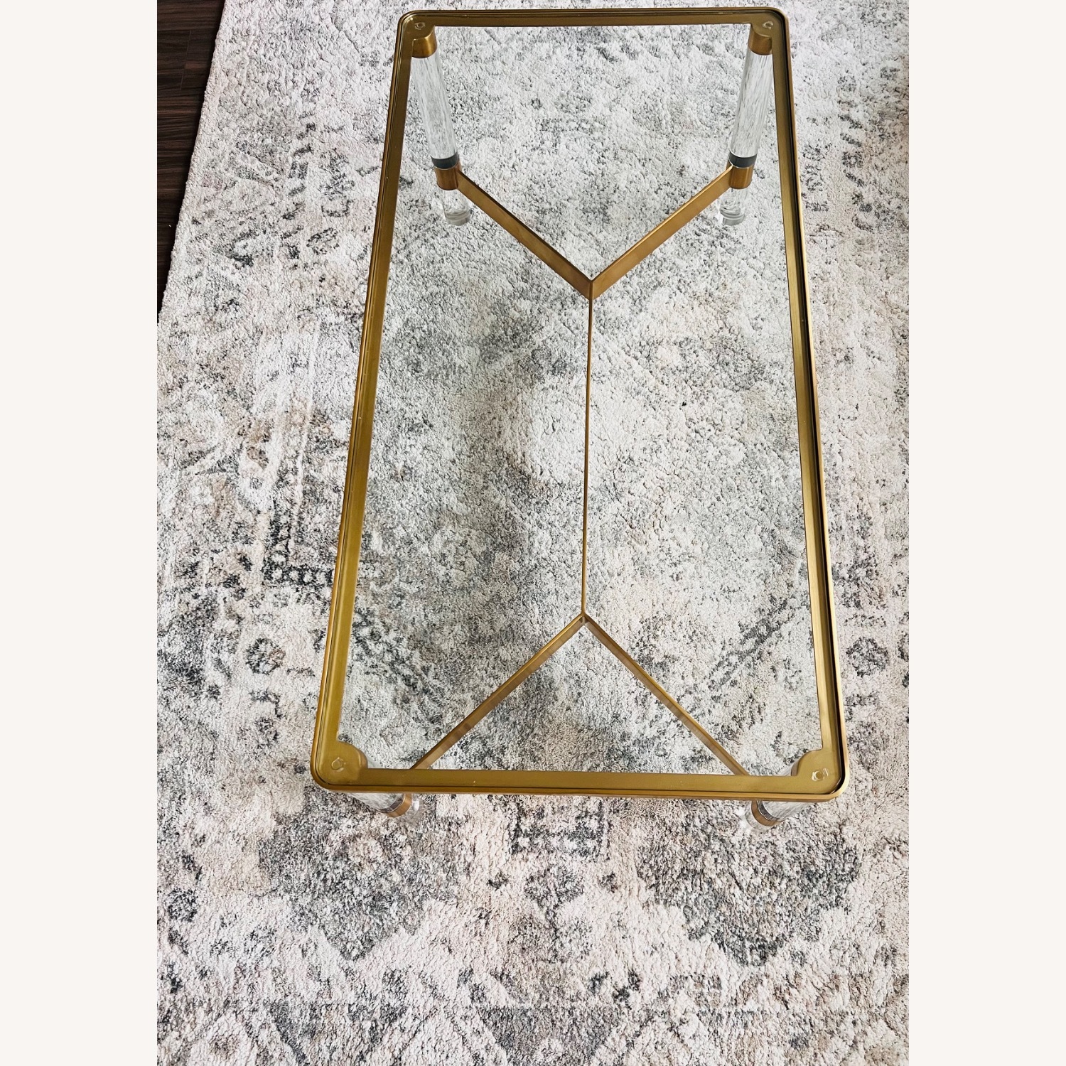 Modern Glass & Brass Coffee Table - image-1