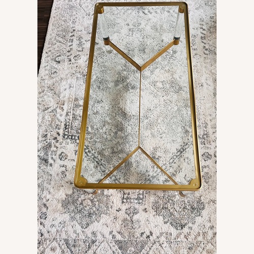 Used Modern Glass & Brass Coffee Table for sale on AptDeco