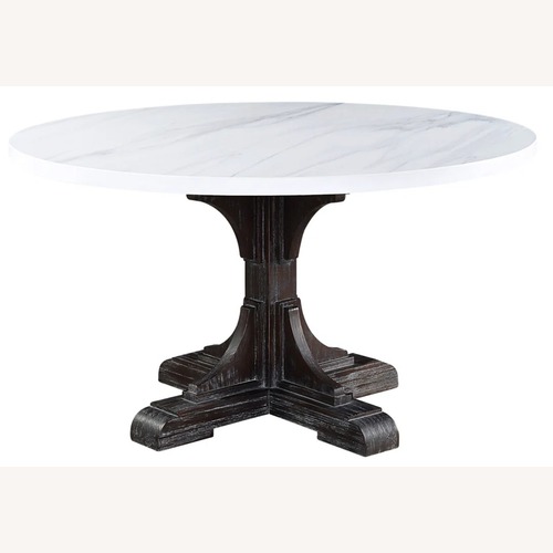 Used Canora Grey Marble Top Circular Table on Pedestal for sale on AptDeco