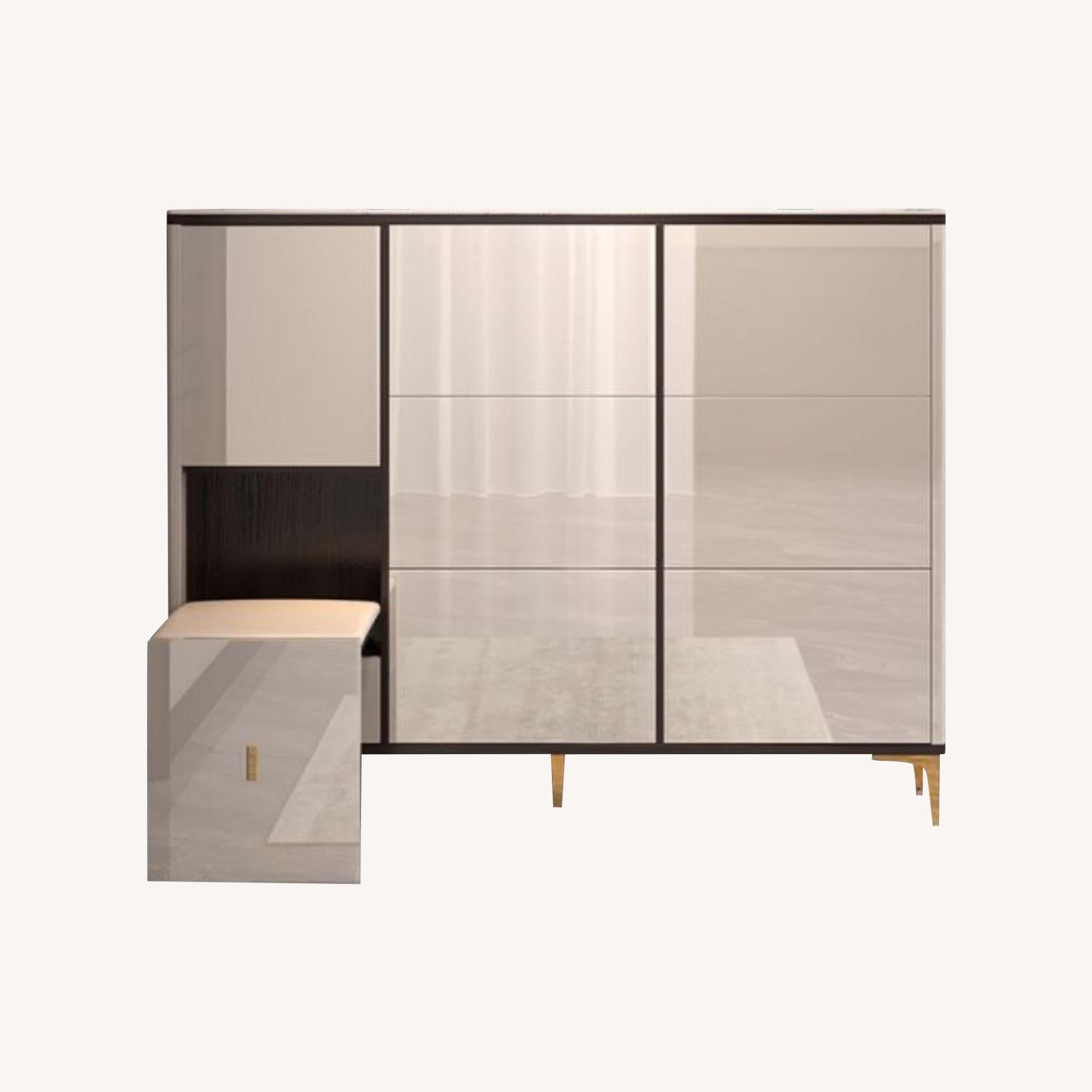 Drop Front Gliding Reclaimed Wood Dresser With Shoe Storage - image-0