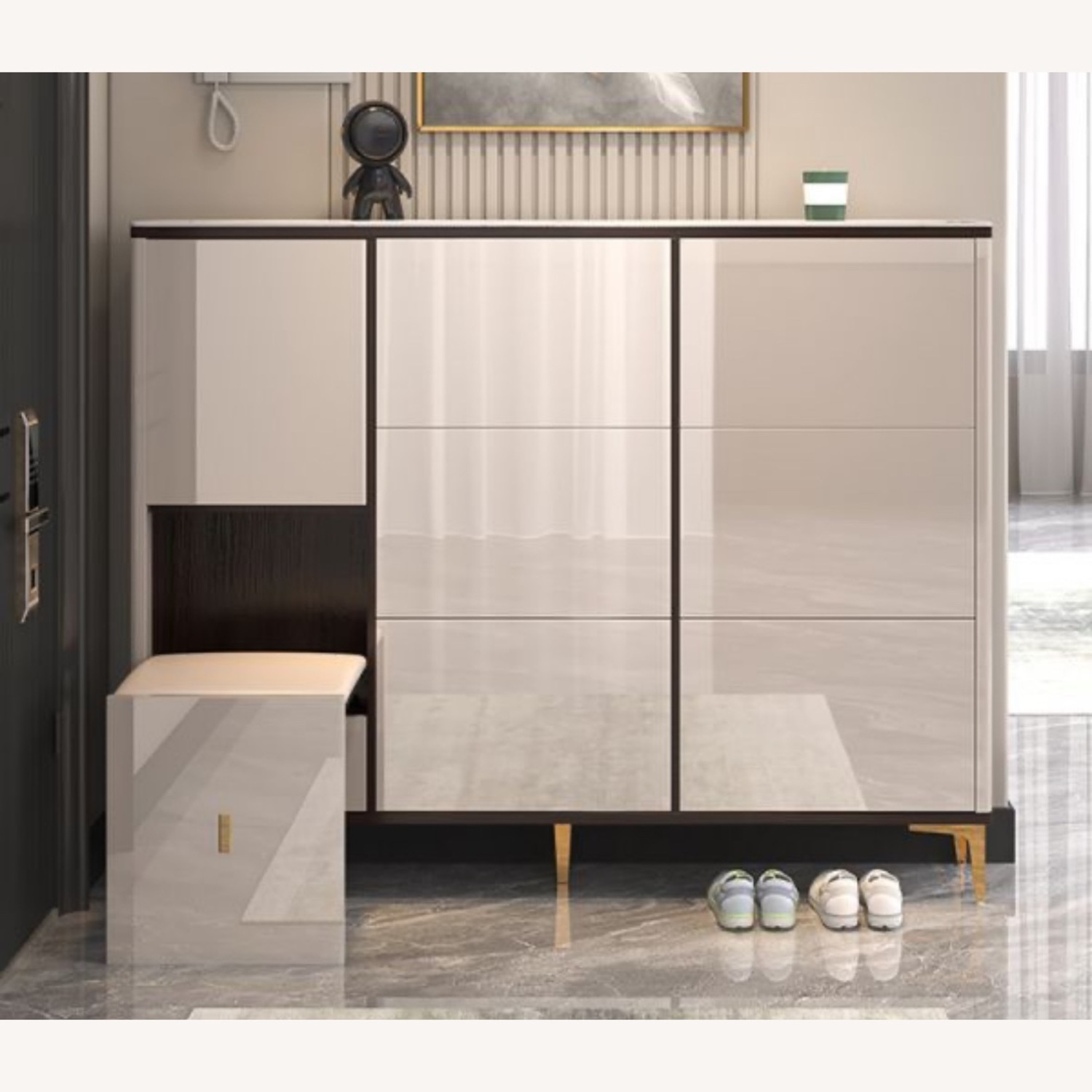 Drop Front Gliding Reclaimed Wood Dresser With Shoe Storage - image-1