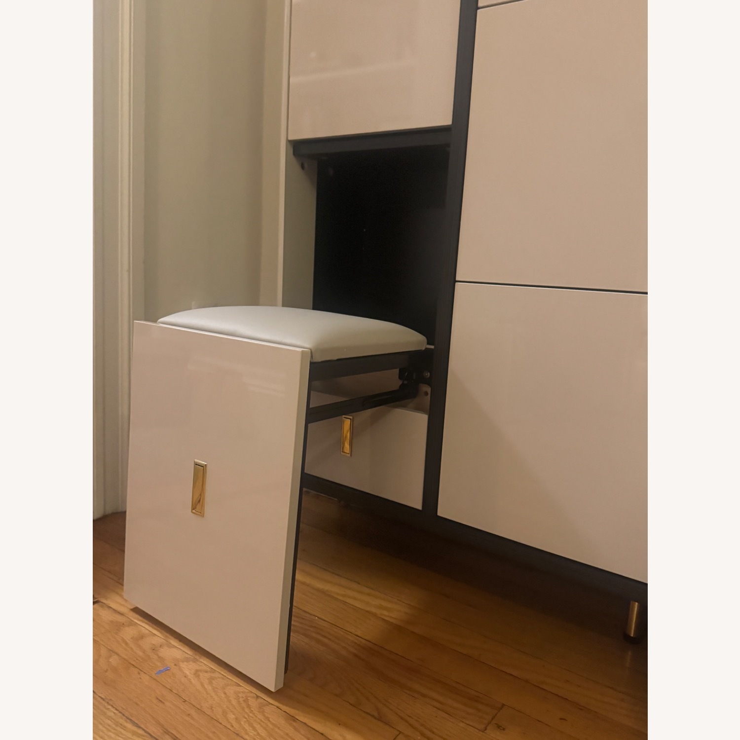 Drop Front Gliding Reclaimed Wood Dresser With Shoe Storage - image-5