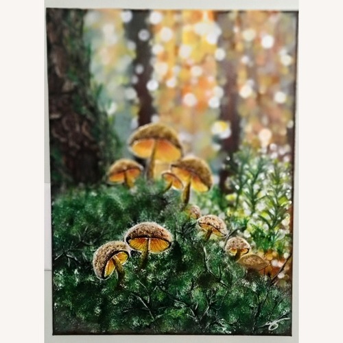 Used Acrylic Original Painting Mushroom Hill for sale on AptDeco