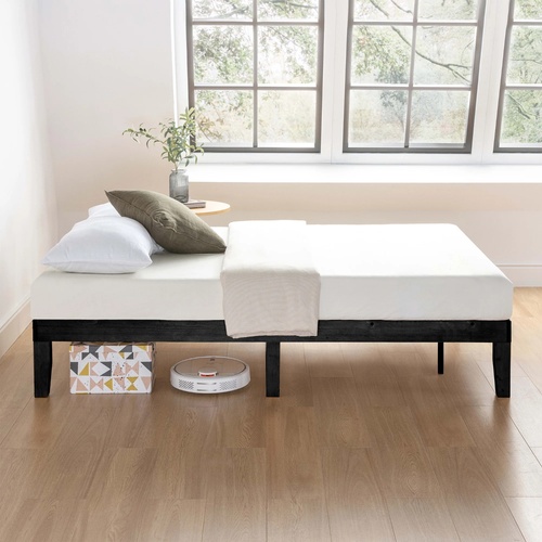 Used Black Queen Wooden Platform Bed Frame for sale on AptDeco