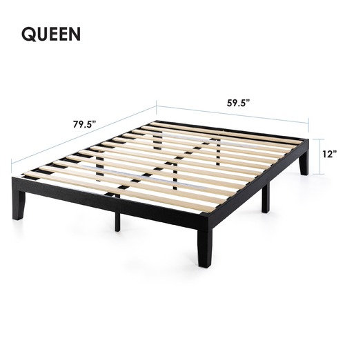 Used Black Queen Wooden Platform Bed Frame for sale on AptDeco