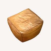 Authentic Moroccan Vintage Leather Poof Ottoman