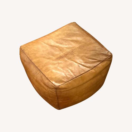 Used Authentic Moroccan Vintage Leather Poof Ottoman for sale on AptDeco