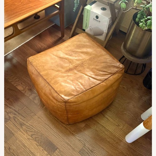 Used Authentic Moroccan Vintage Leather Poof Ottoman for sale on AptDeco