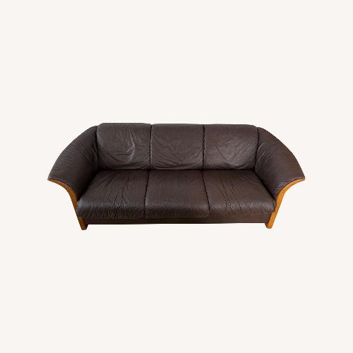 Used Ekornes Brown Leather and Teak Sofa for sale on AptDeco