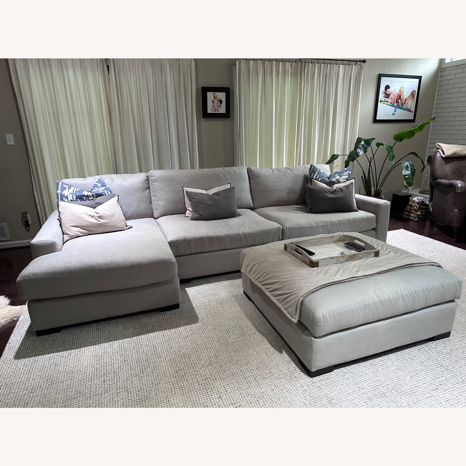 Arhaus Kipton Light Grey 2-Piece and Ottoman - image-1