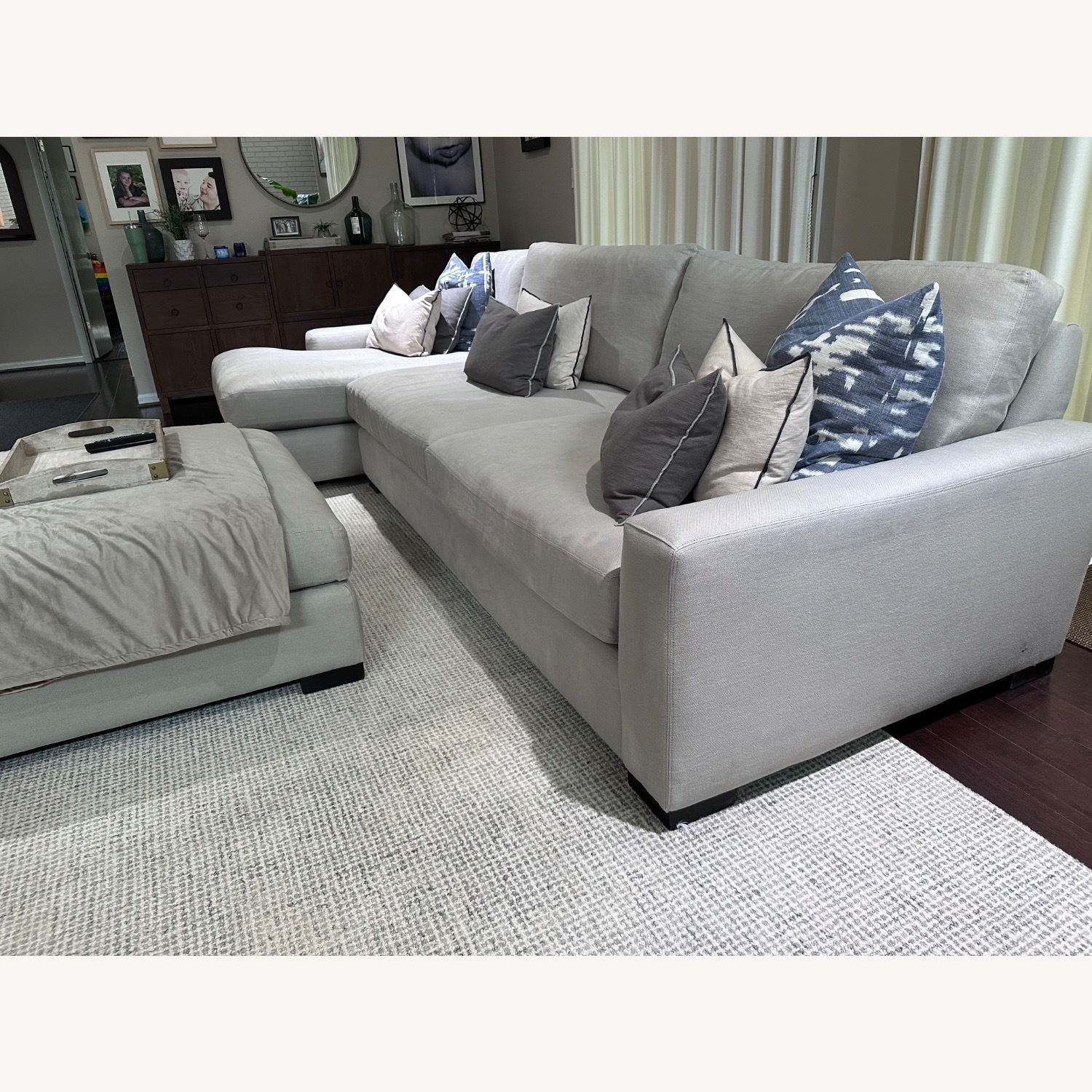 Arhaus Kipton Light Grey 2-Piece and Ottoman - image-3