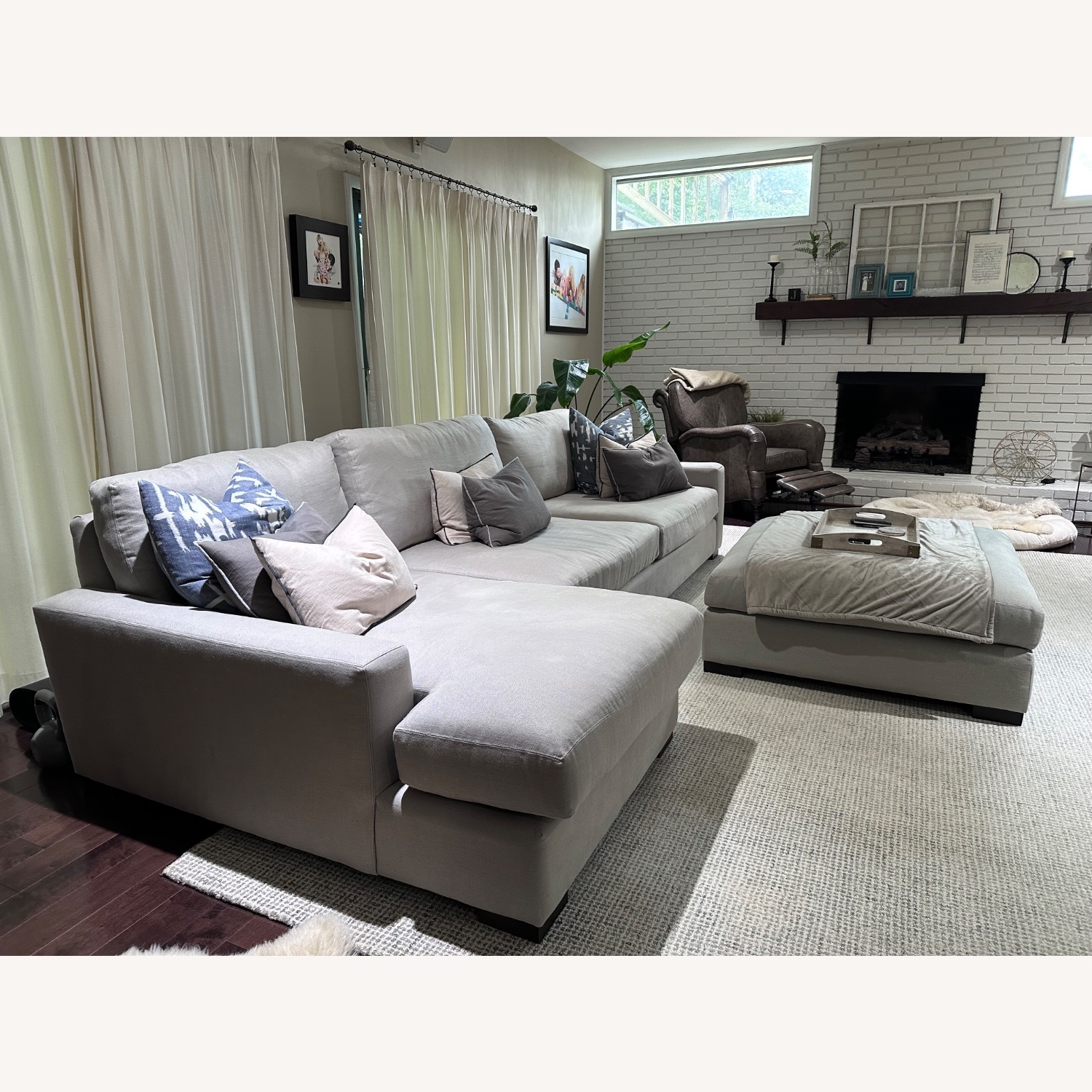 Arhaus Kipton Light Grey 2-Piece and Ottoman - image-2