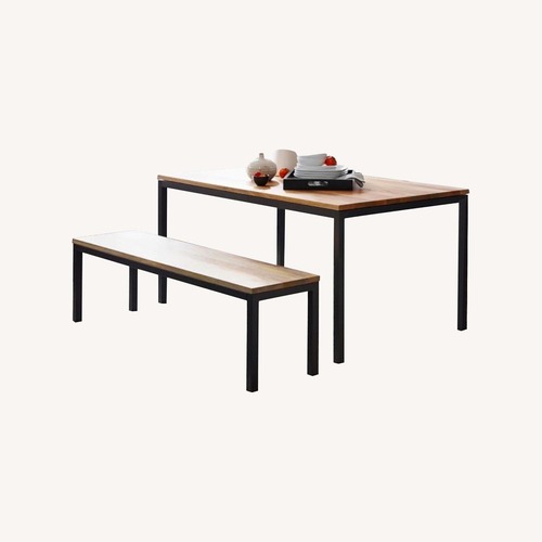 Used West Elm Box Frame Dining Table, Bench, 2 Chairs for sale on AptDeco