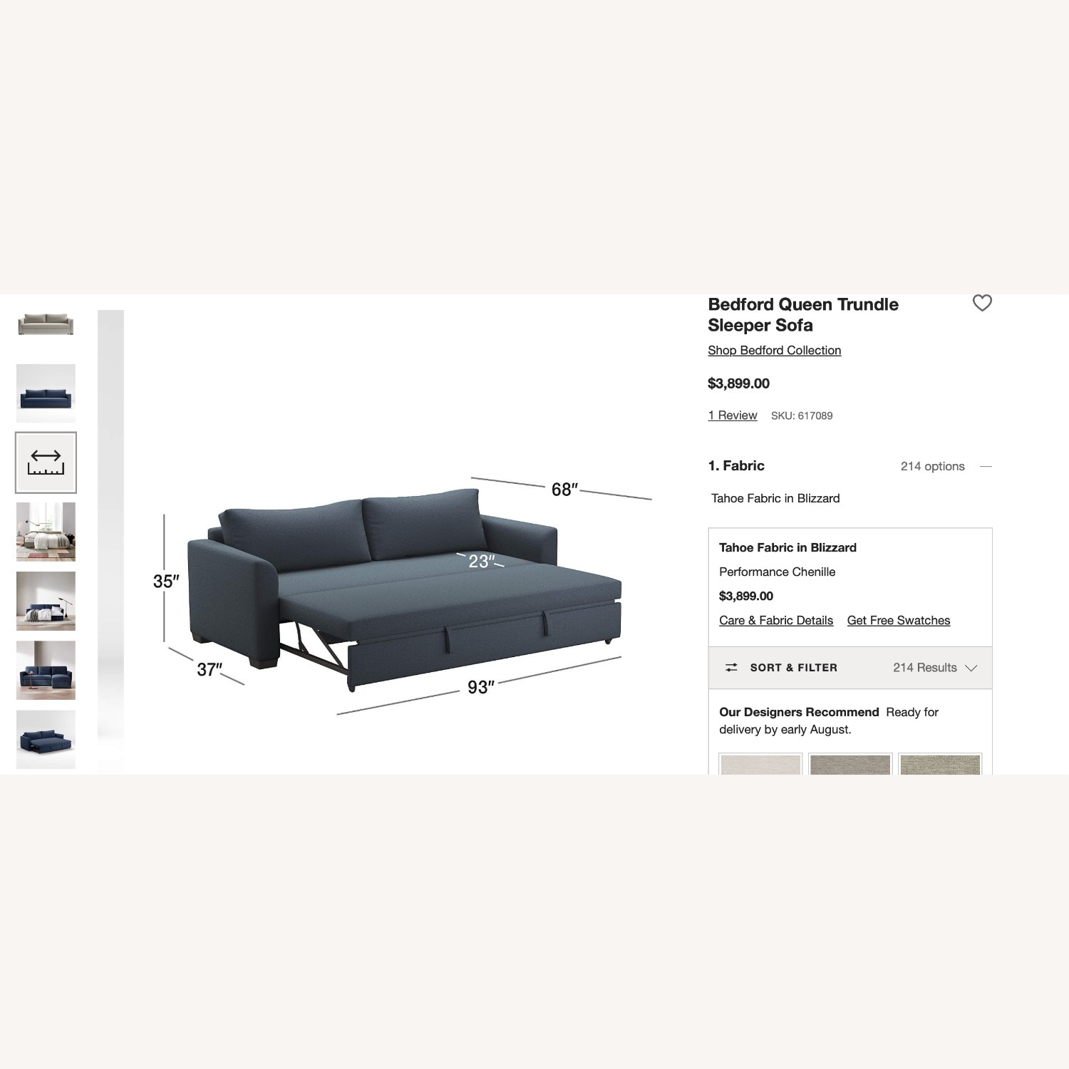 Crate & Barrel Bedford Sleep Sofa - image-4