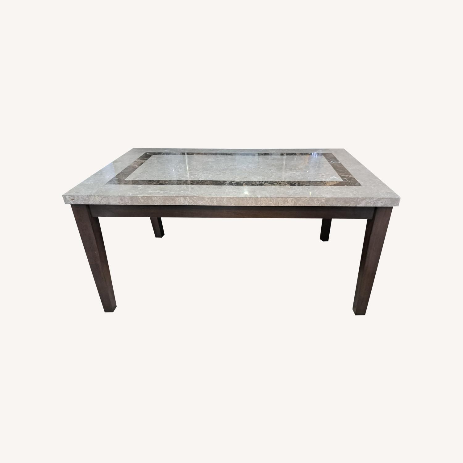 Marble Dining Table with 4 Leather Chairs - image-0