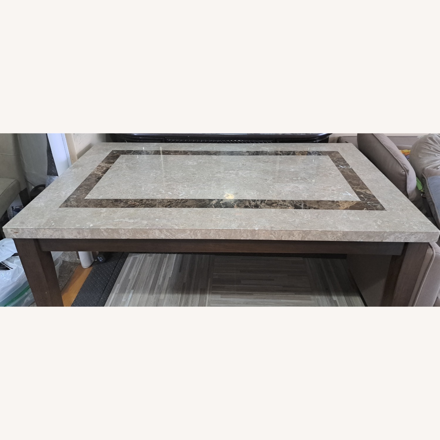 Marble Dining Table with 4 Leather Chairs - image-4