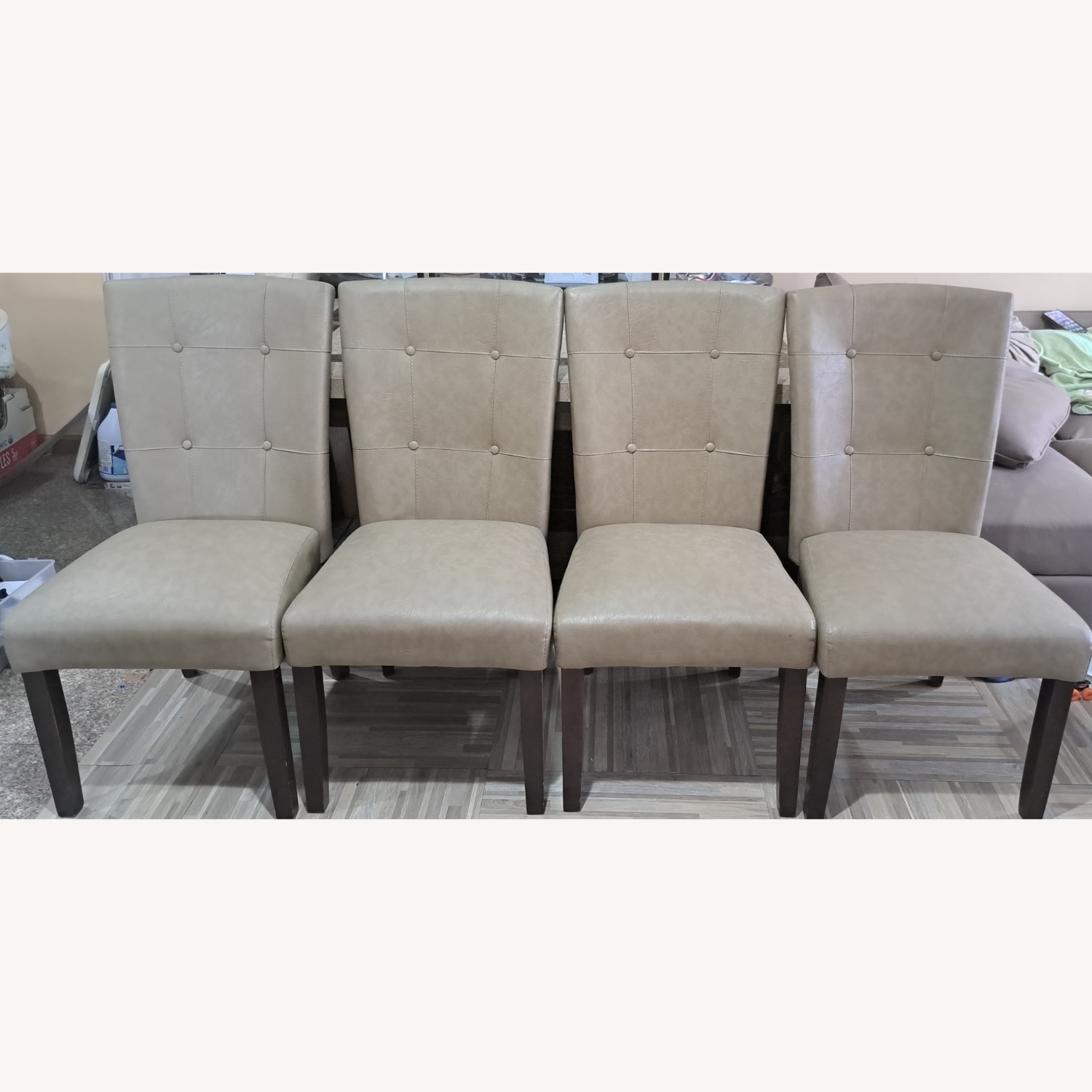 Marble Dining Table with 4 Leather Chairs - image-3