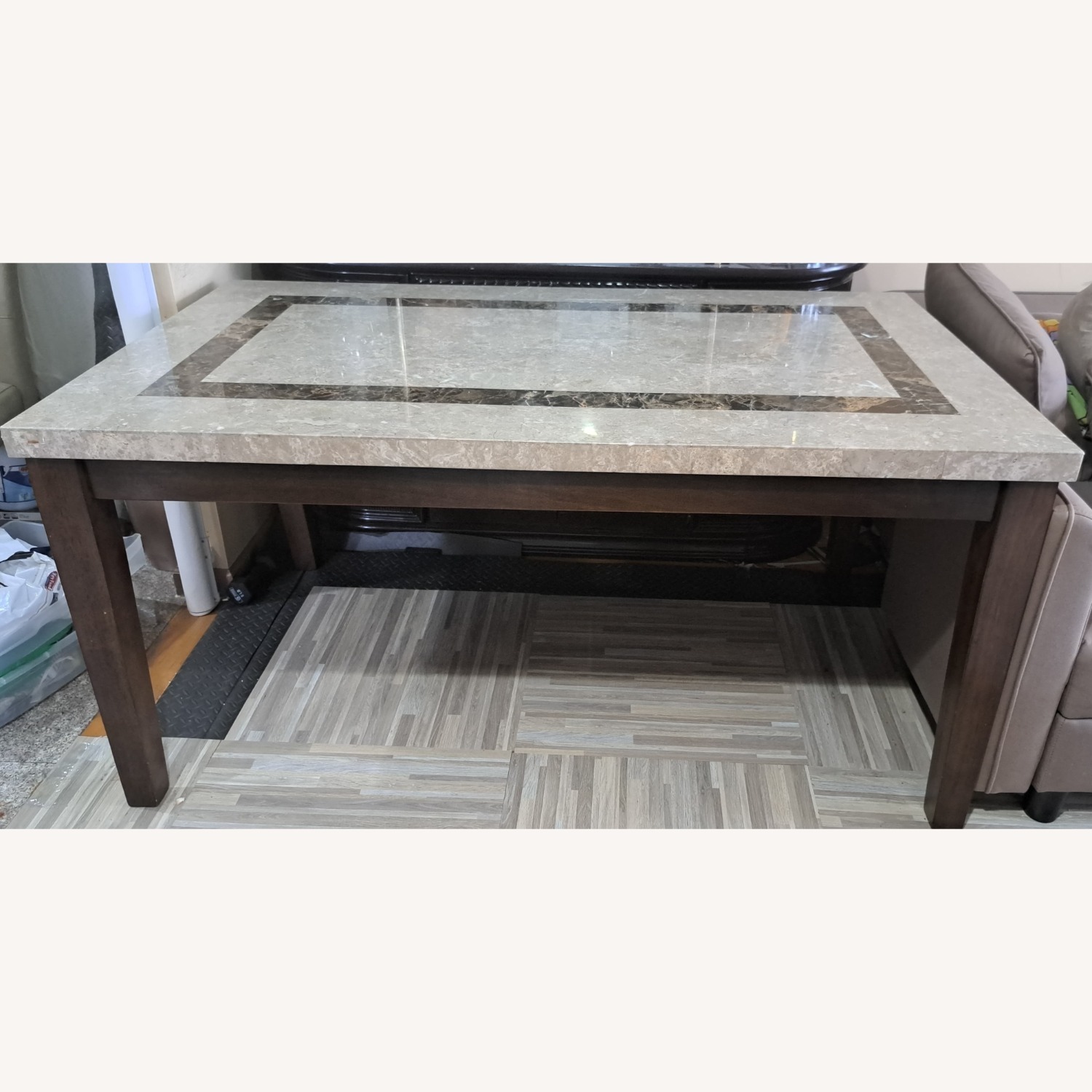 Marble Dining Table with 4 Leather Chairs - image-2