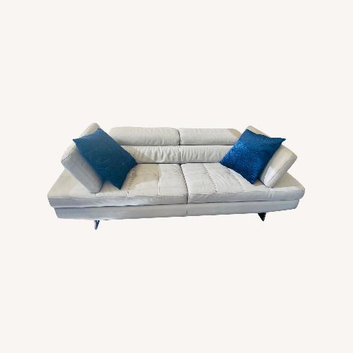 Used Light Gray Modern Leather 3 Seat Sofa  for sale on AptDeco