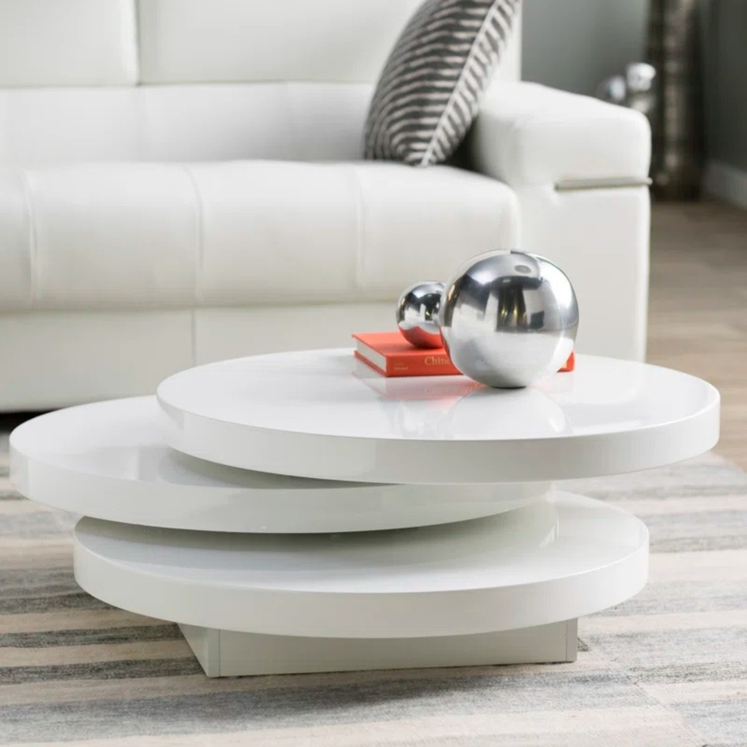 Retro Style White Coffee Table - image-4