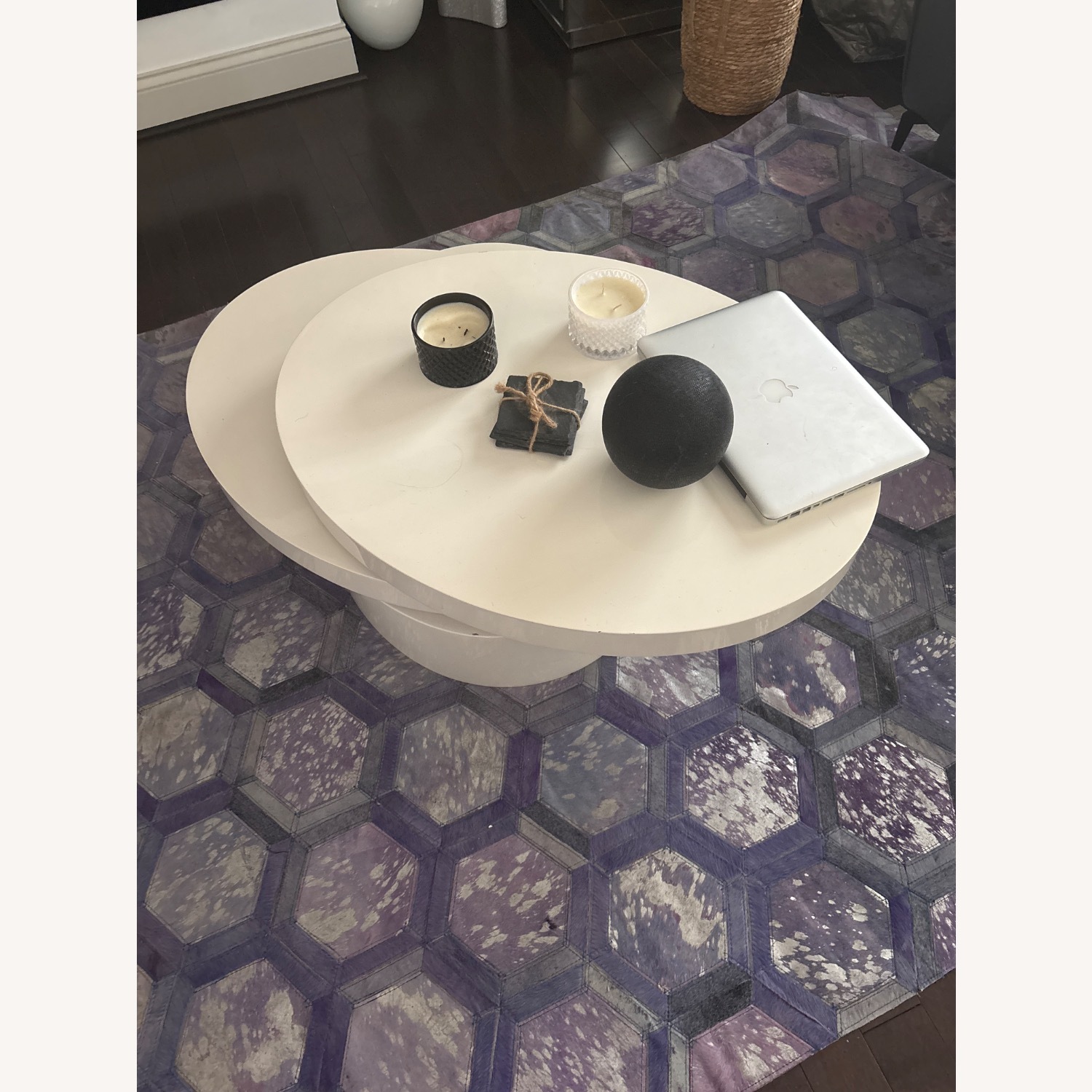 Retro Style White Coffee Table - image-1