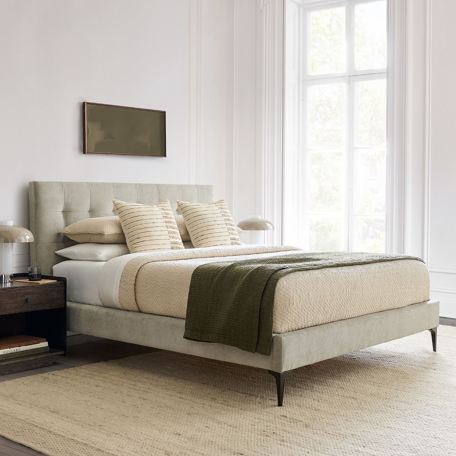 West Elm Gray Emmett Tufted Full Bed  - image-2
