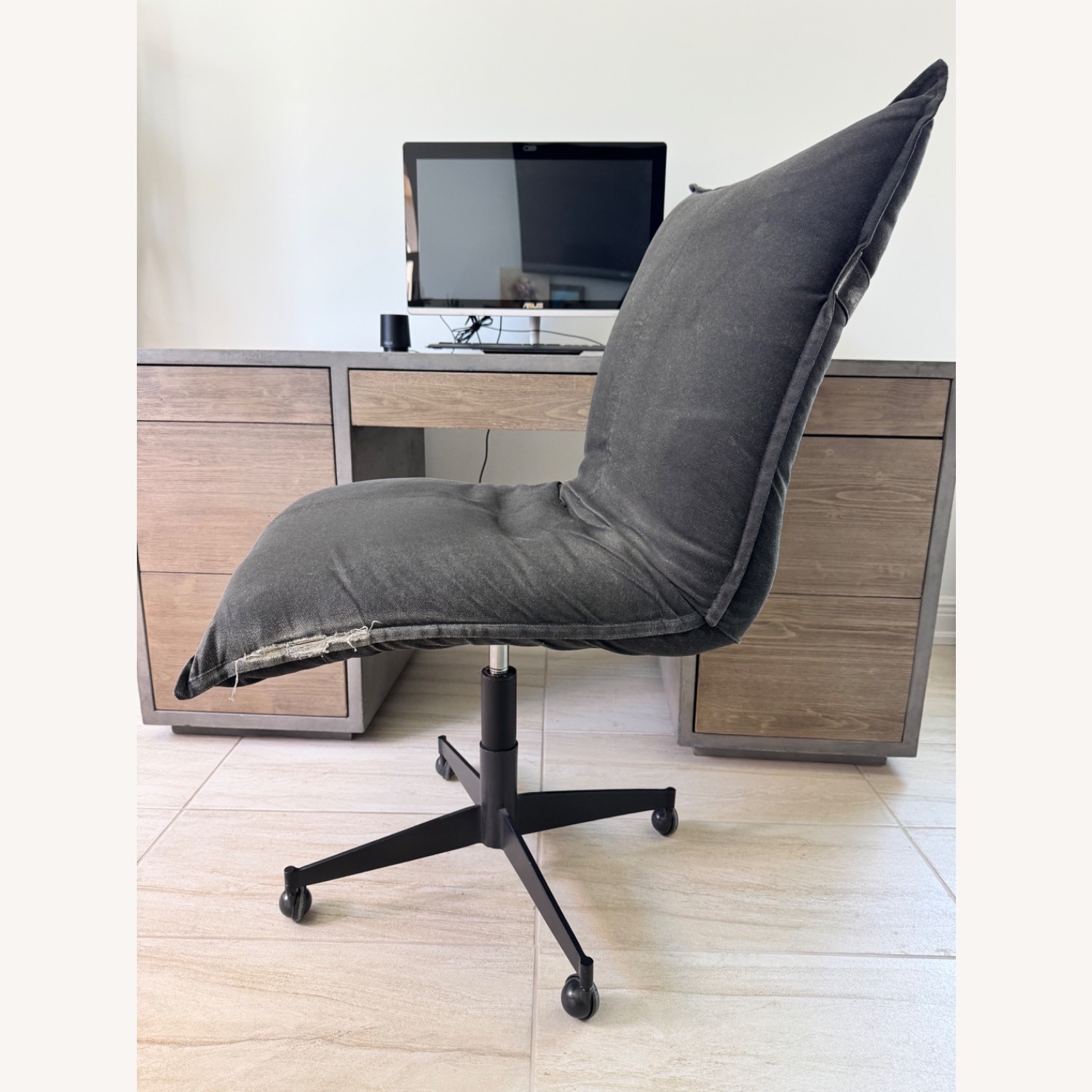 RH Platt Desk Chair - Distressed Charcoal Canvas - image-4