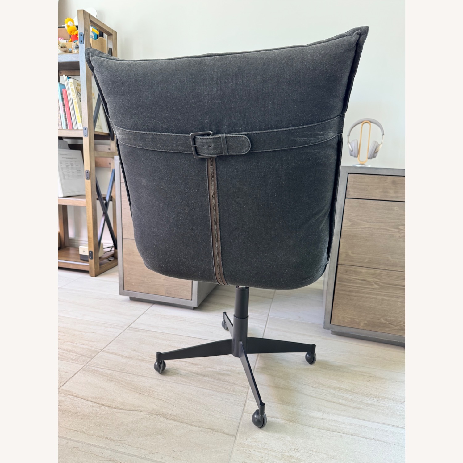 RH Platt Desk Chair - Distressed Charcoal Canvas - image-3