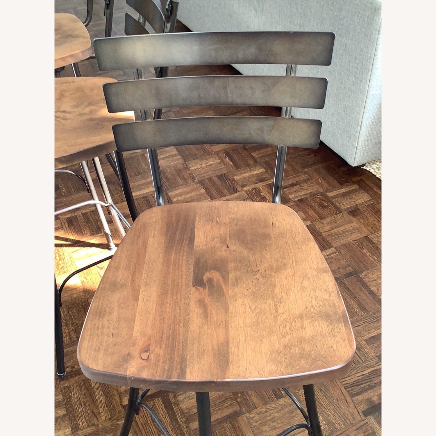 3 Industrial Reclaimed Wood Barstools  - image-3