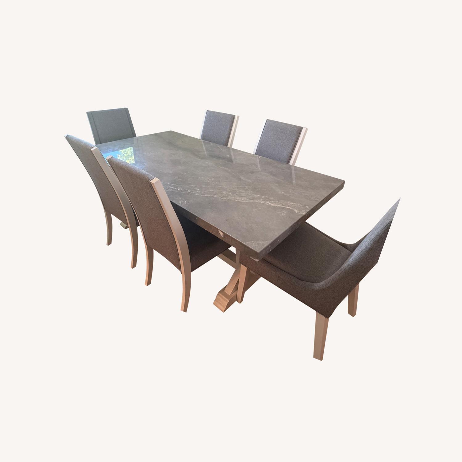 Light Grey Marble Dining Table - image-0