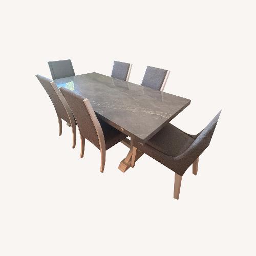 Used Light Grey Marble Dining Table for sale on AptDeco