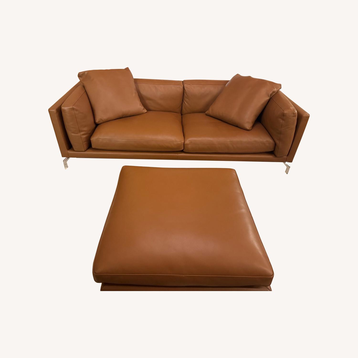 92" Como Sofa & Ottoman in Canyon Leather - image-0