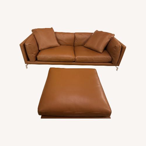 Used 92" Como Sofa & Ottoman in Canyon Leather for sale on AptDeco