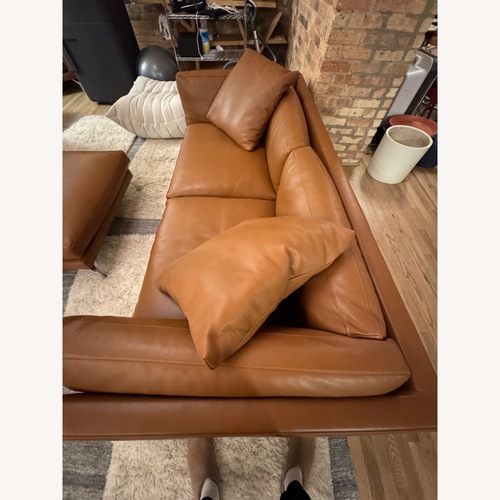Used 92" Como Sofa & Ottoman in Canyon Leather for sale on AptDeco
