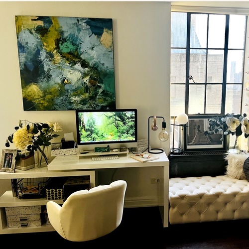 Used High Gloss L-Shape Desk for sale on AptDeco
