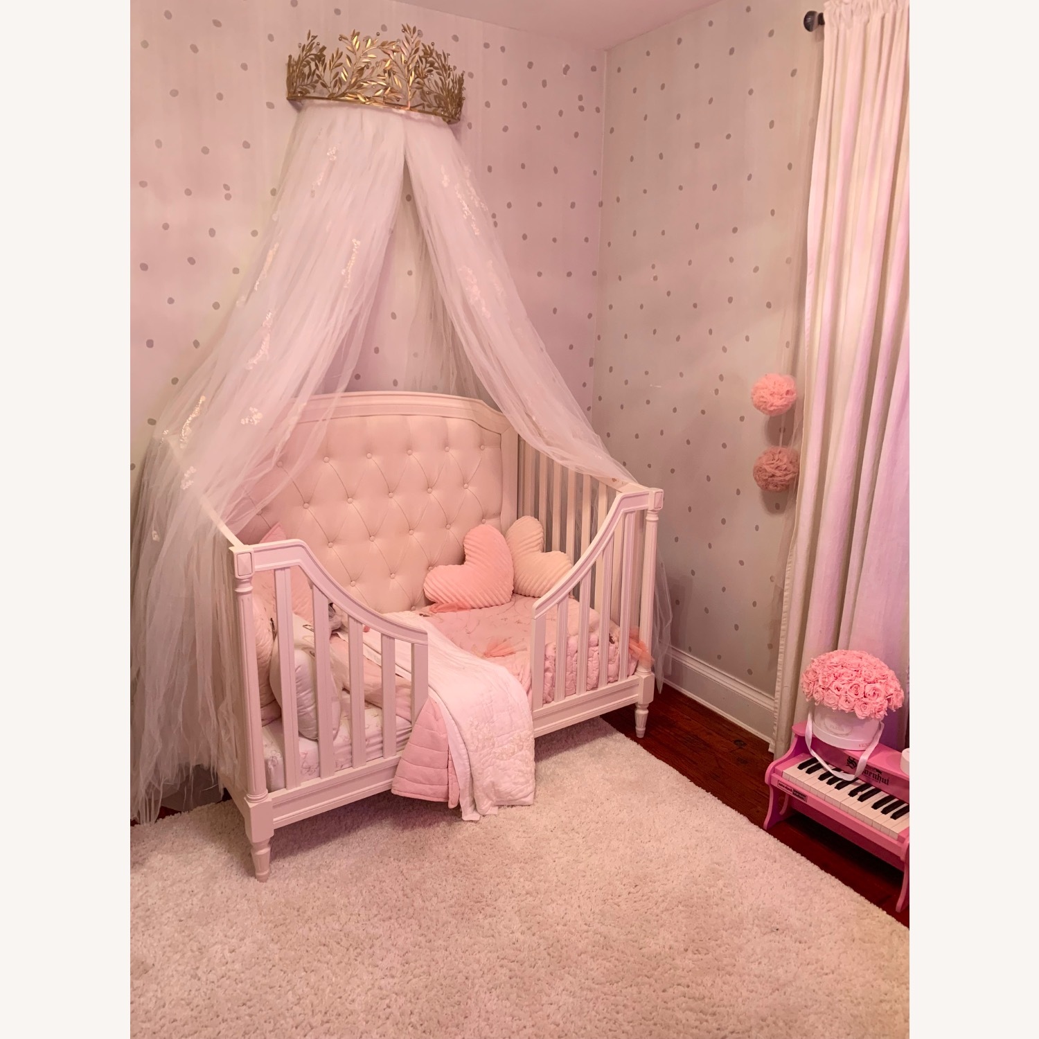 Pottery Barn Kids Gold Vine Cornice & Sheers - image-3