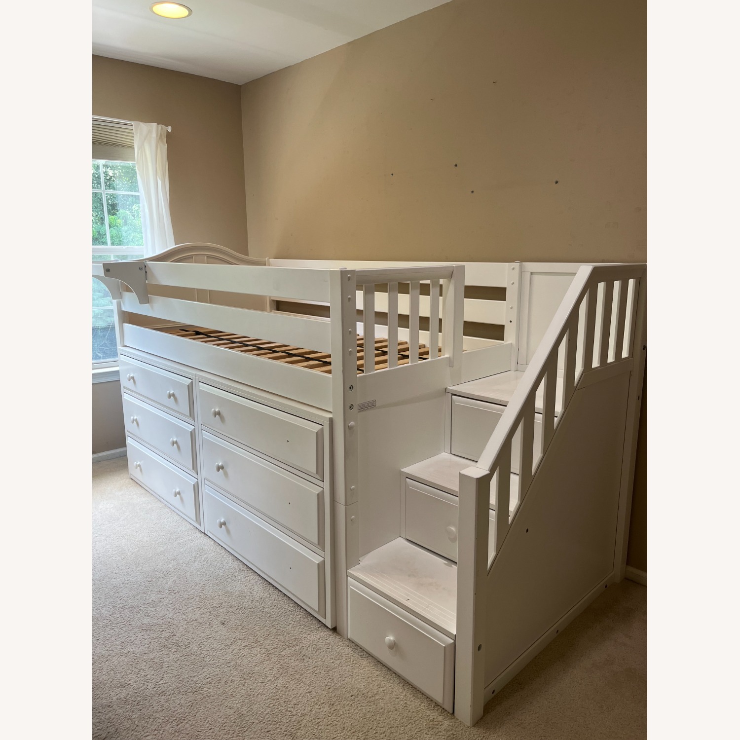 Maxtrix Twin Low Loft Bed with Stairs with Storage - image-1