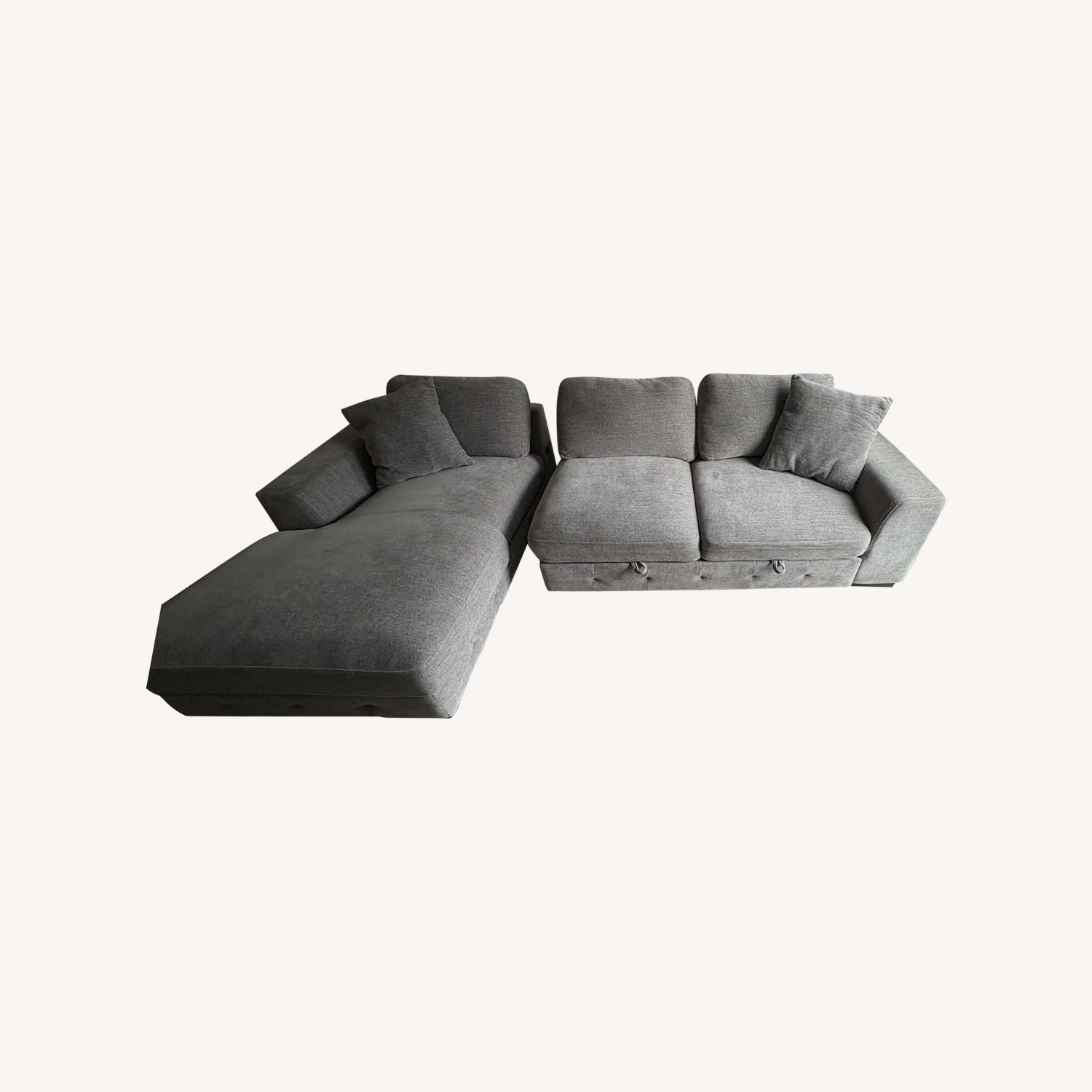 Gray 116'' 2 Left Arm Facing Pop-Up Sleeper Chaise - image-0