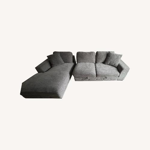 Used Gray 116'' 2 Left Arm Facing Pop-Up Sleeper Chaise for sale on AptDeco