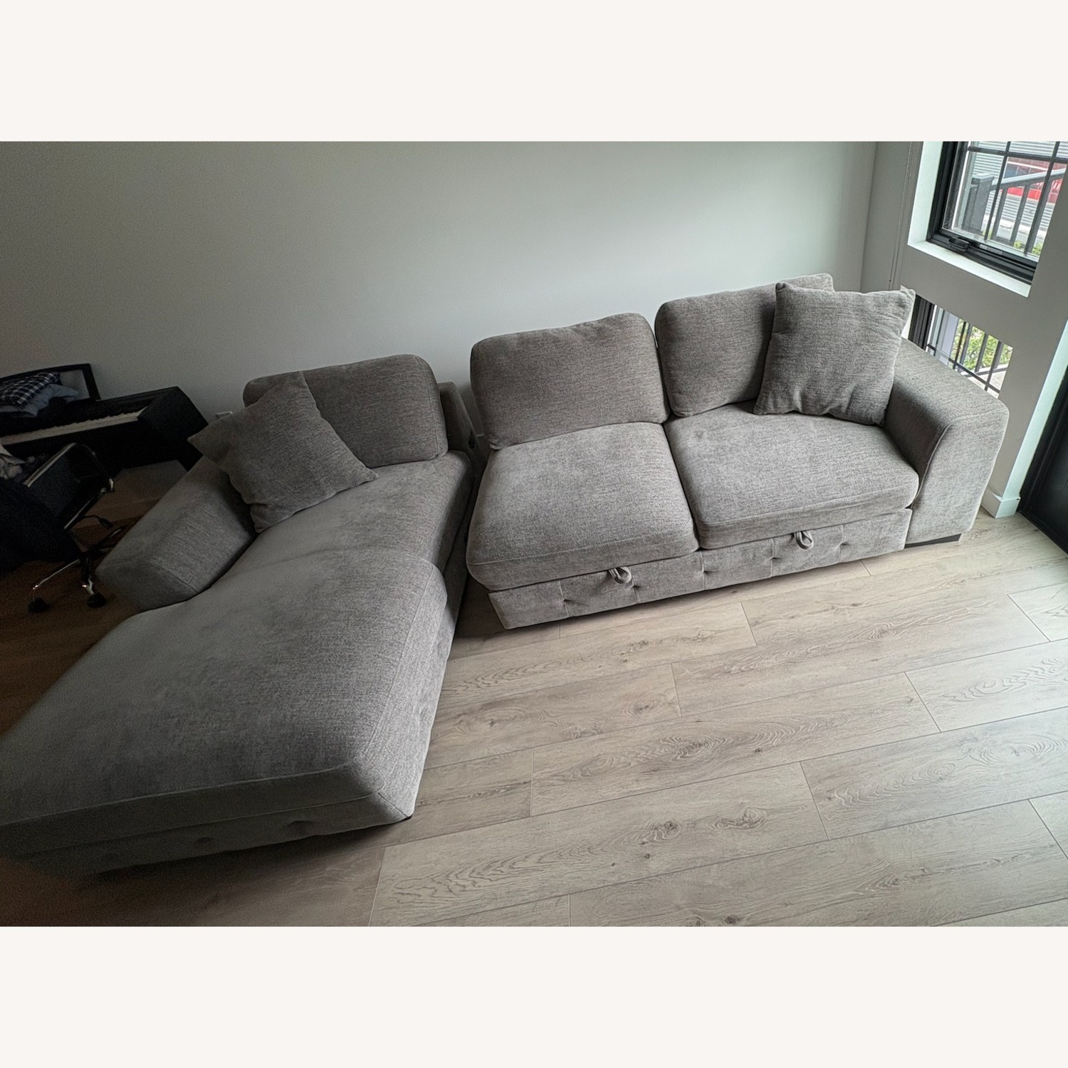 Gray 116'' 2 Left Arm Facing Pop-Up Sleeper Chaise - image-2