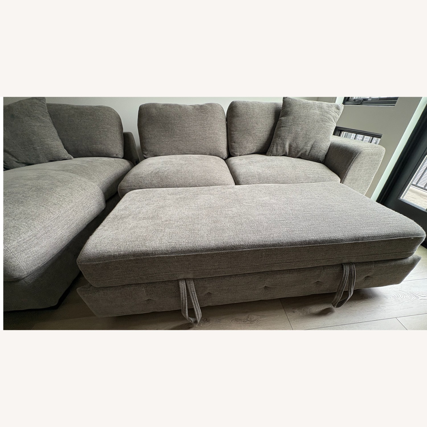 Gray 116'' 2 Left Arm Facing Pop-Up Sleeper Chaise - image-3