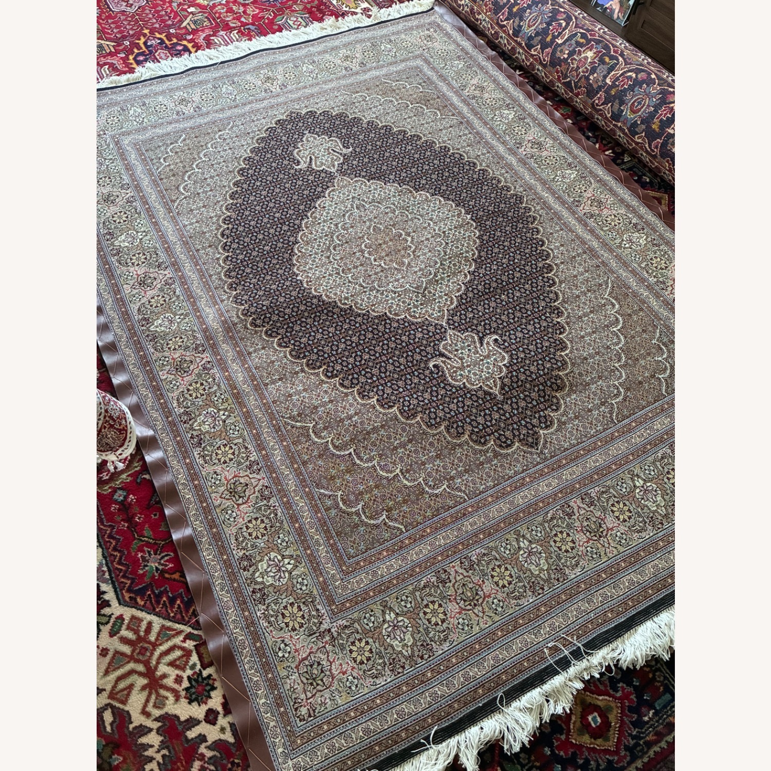 Handmade Tabriz Fish Design Persian Rug - image-3