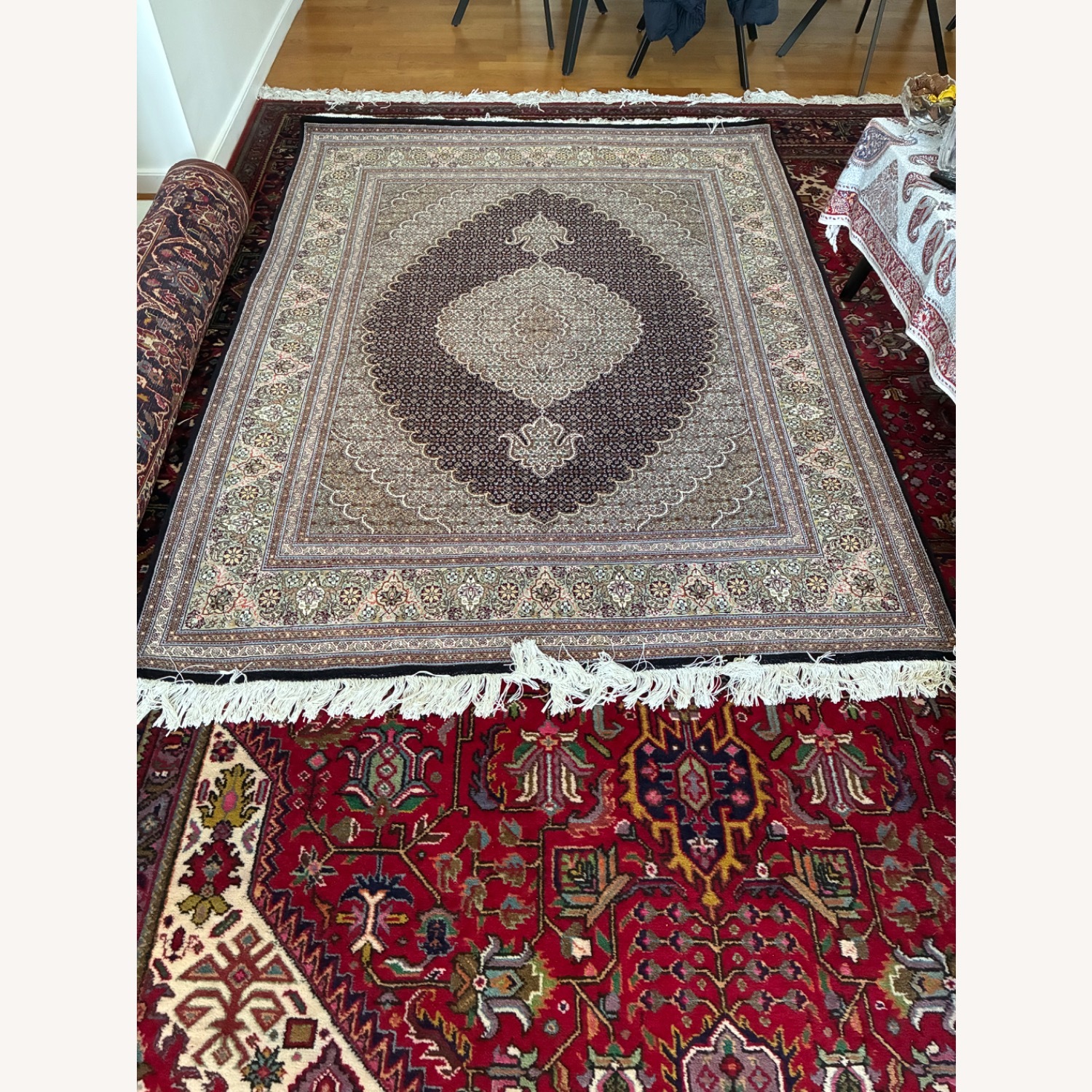 Handmade Tabriz Fish Design Persian Rug - image-6