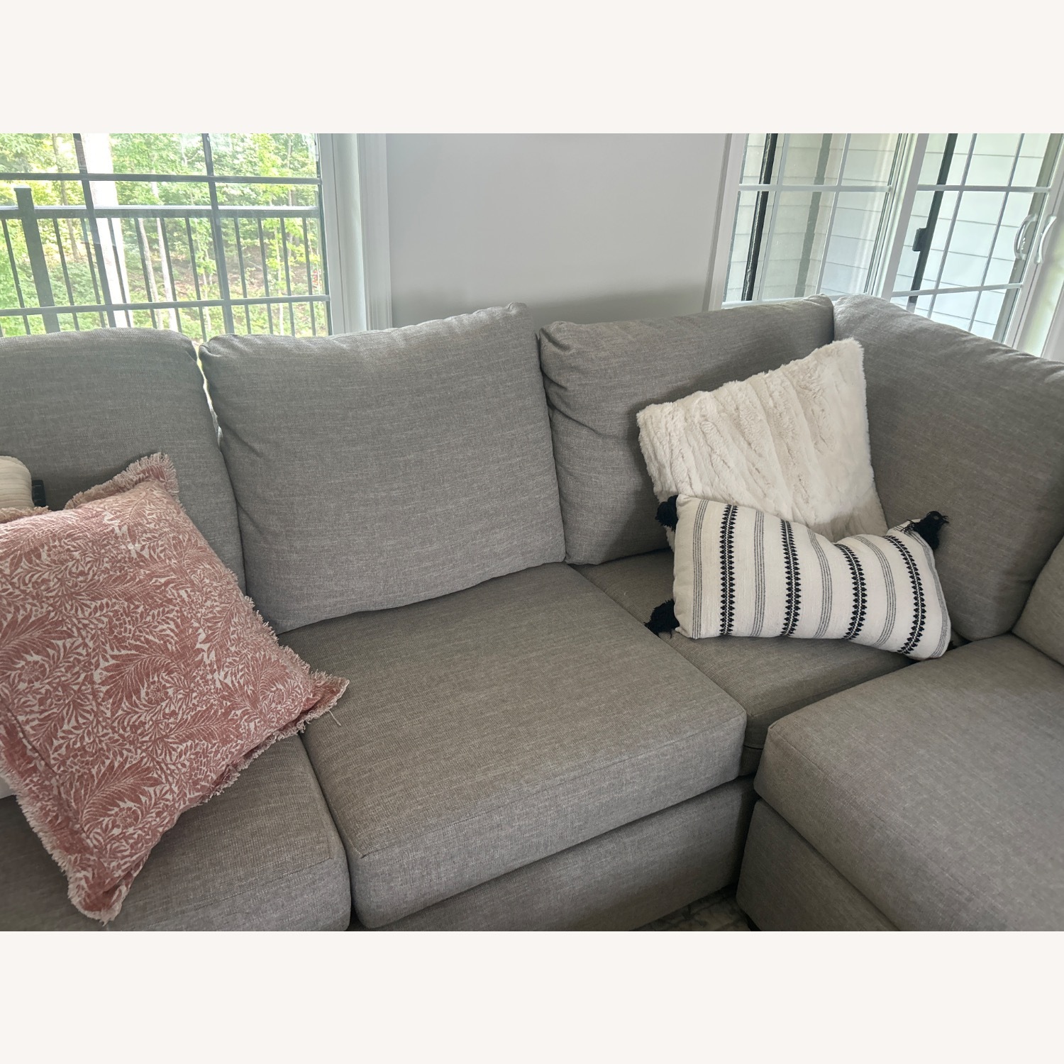 Grey Fabric 140" 2 Piece U-Shaped Sectional - image-4