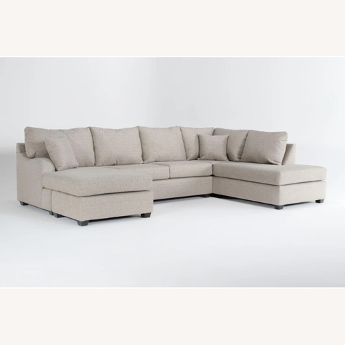 Used Grey Fabric 140" 2 Piece U-Shaped Sectional for sale on AptDeco