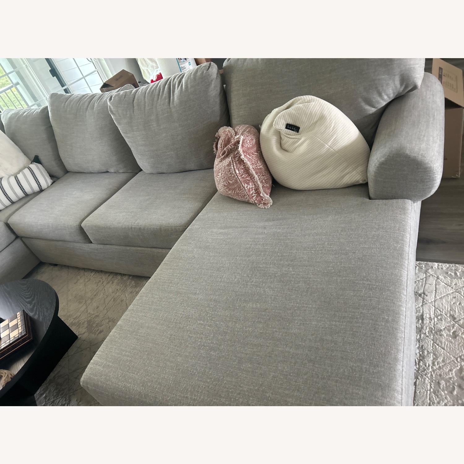 Grey Fabric 140" 2 Piece U-Shaped Sectional - image-3