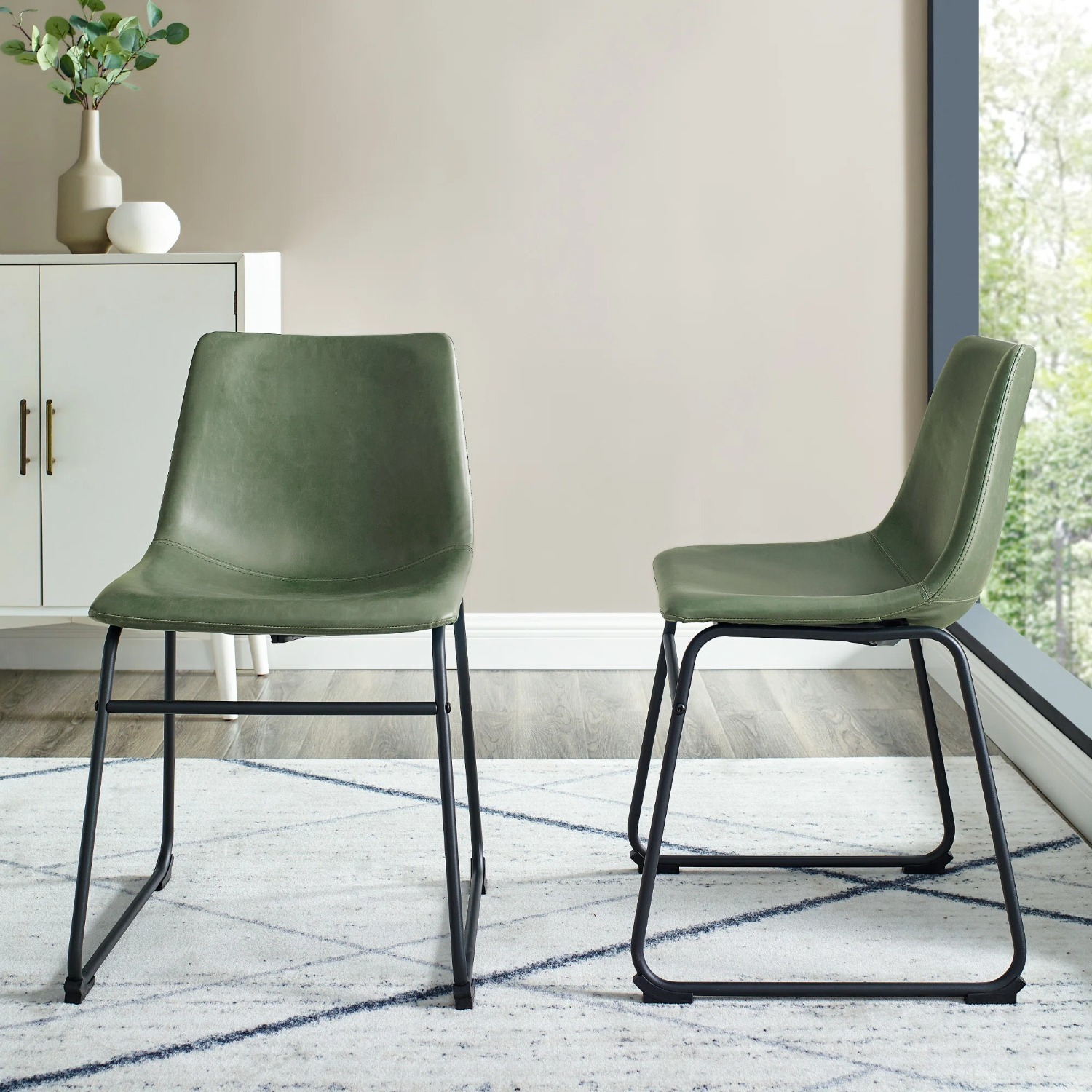 Bailey Faux Leather Green Dining Chairs - image-1