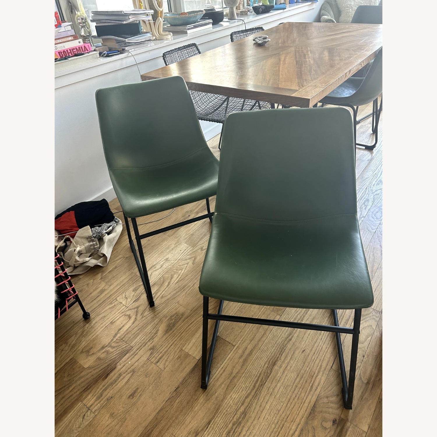 Bailey Faux Leather Green Dining Chairs - image-8