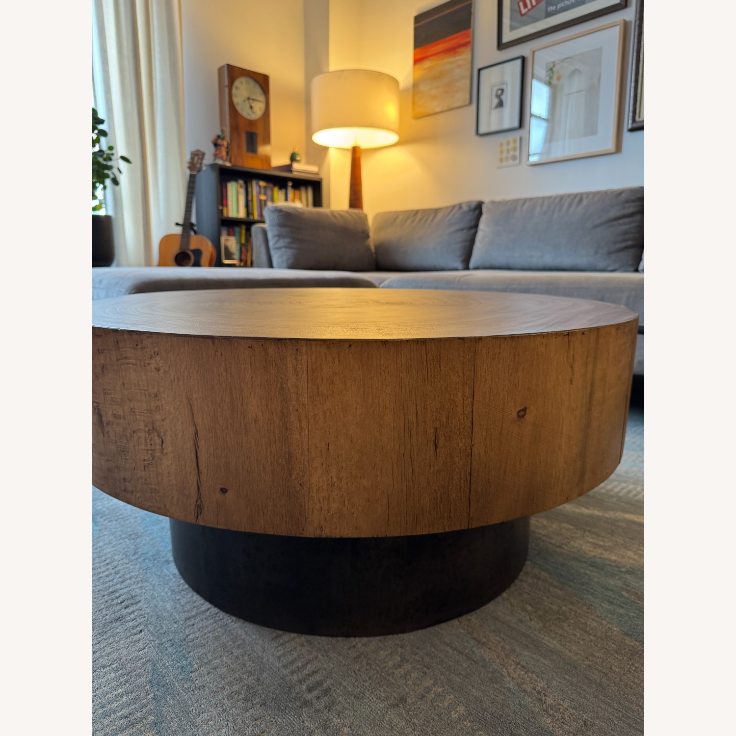 Anthropologie Vintage 36” Round Wood Coffee Table - image-7